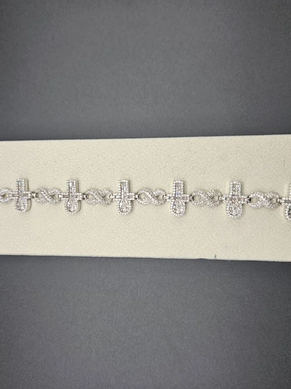 925 Sterling Silver Moissanite 16mm Ankh Infinity Bracelet 8 Inch